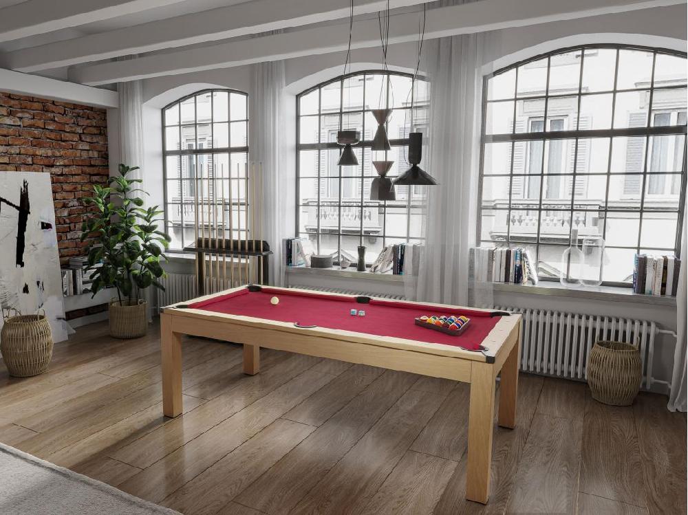 Vente Unique Table Transformable - Billard & Ping-pong BALTHAZAR - 213*112*81.5cm - Rouge