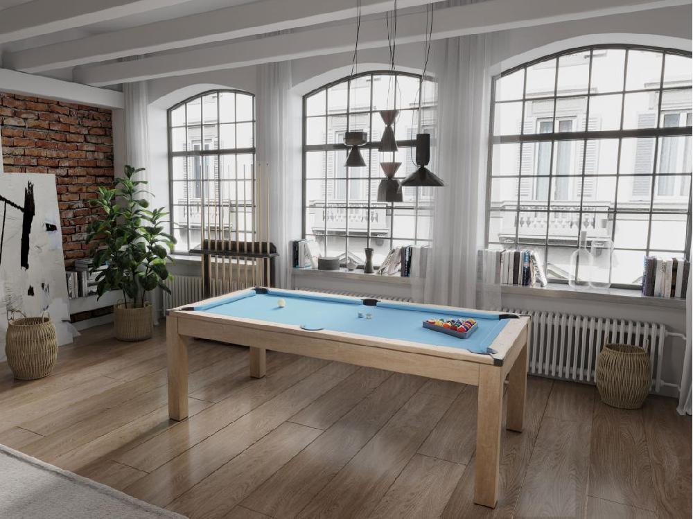 Vente Unique Table Transformable - Billard & Ping-pong BALTHAZAR - 213*112*81.5cm - Bleu