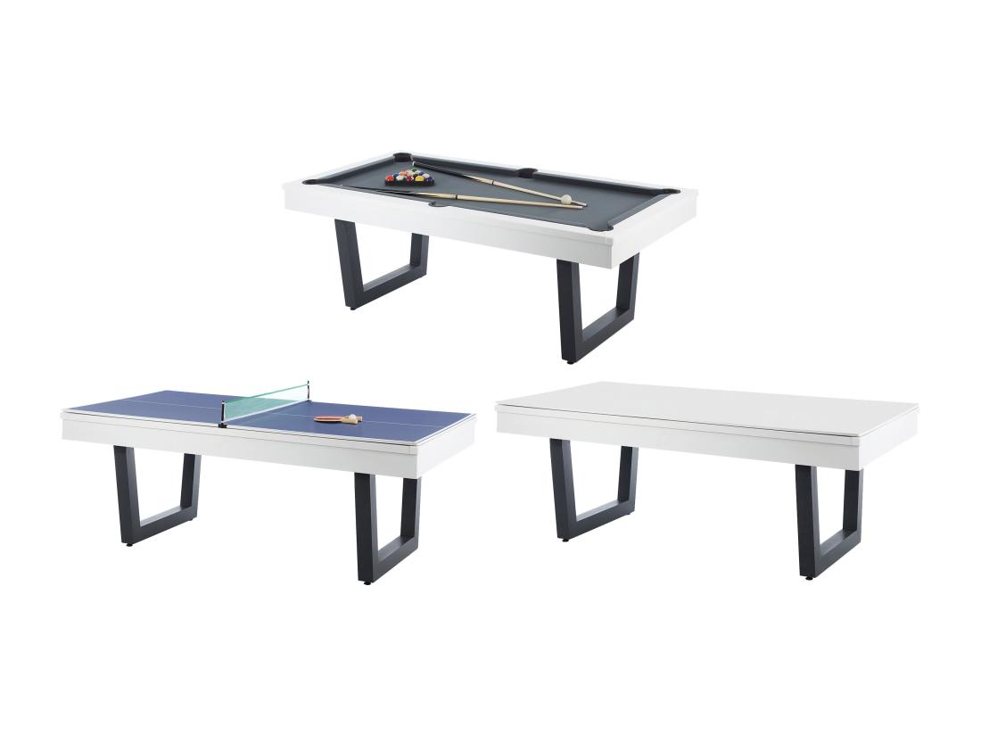 Vente Unique Table Transformable - Billard & Ping-pong - Coloris Blanc Et Noir - L213 4 X P111 8 X H78 5 Cm - MELIAN