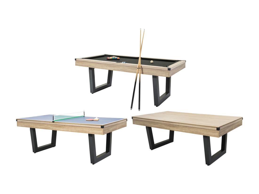 Vente Unique Table Transformable - Billard & Ping-pong - Coloris Naturel Clair Et Noir - L213 4 X P111 8 X H78 5 Cm - MELIAN