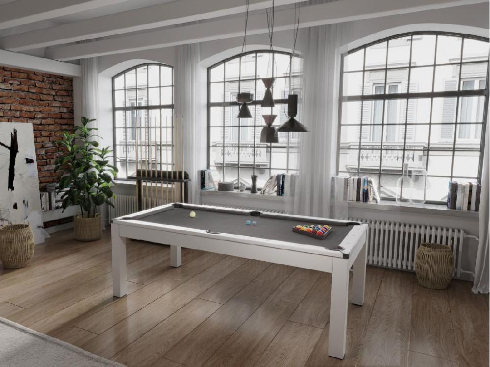 Vente Unique Table Transformable Blanche - Billard & Ping-pong - L182 X L102 X H80 Cm - HENK