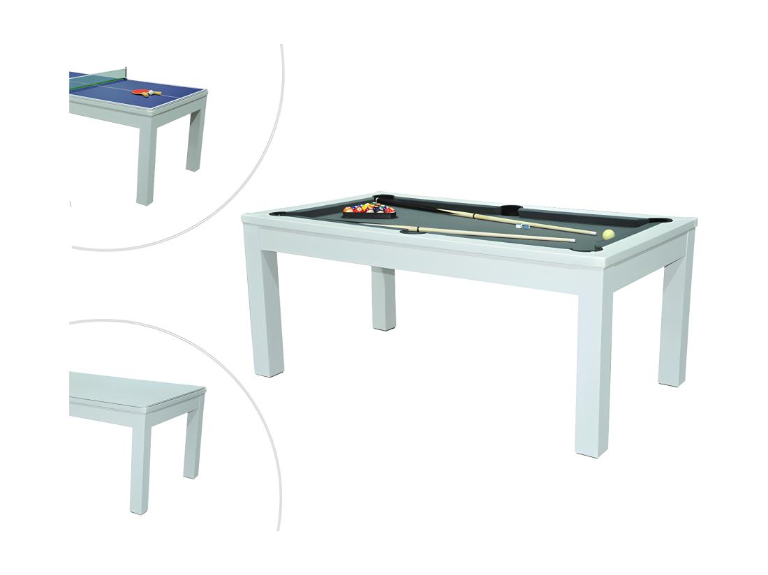 Vente Unique Table Transformable Blanche - Billard & Ping-pong - L182 X L102 X H80 Cm - HENK