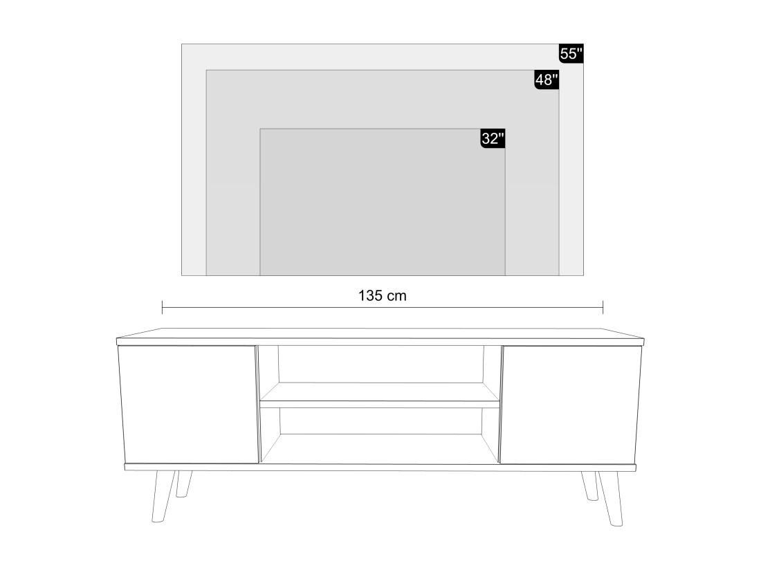 Vente Unique Table TV FOCUS 135 Cm Blanche Style Scandinave