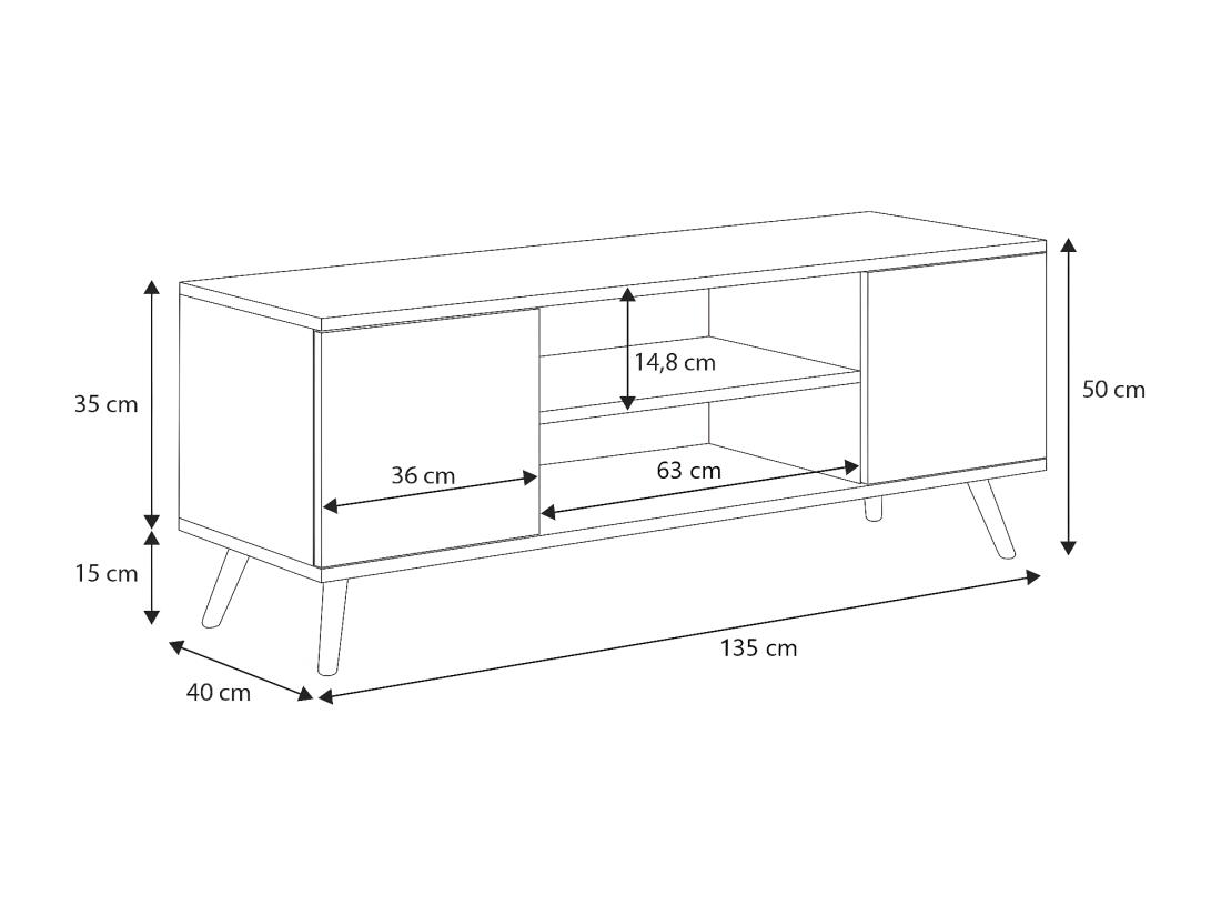 Vente Unique Table TV FOCUS 135 Cm Blanche Style Scandinave