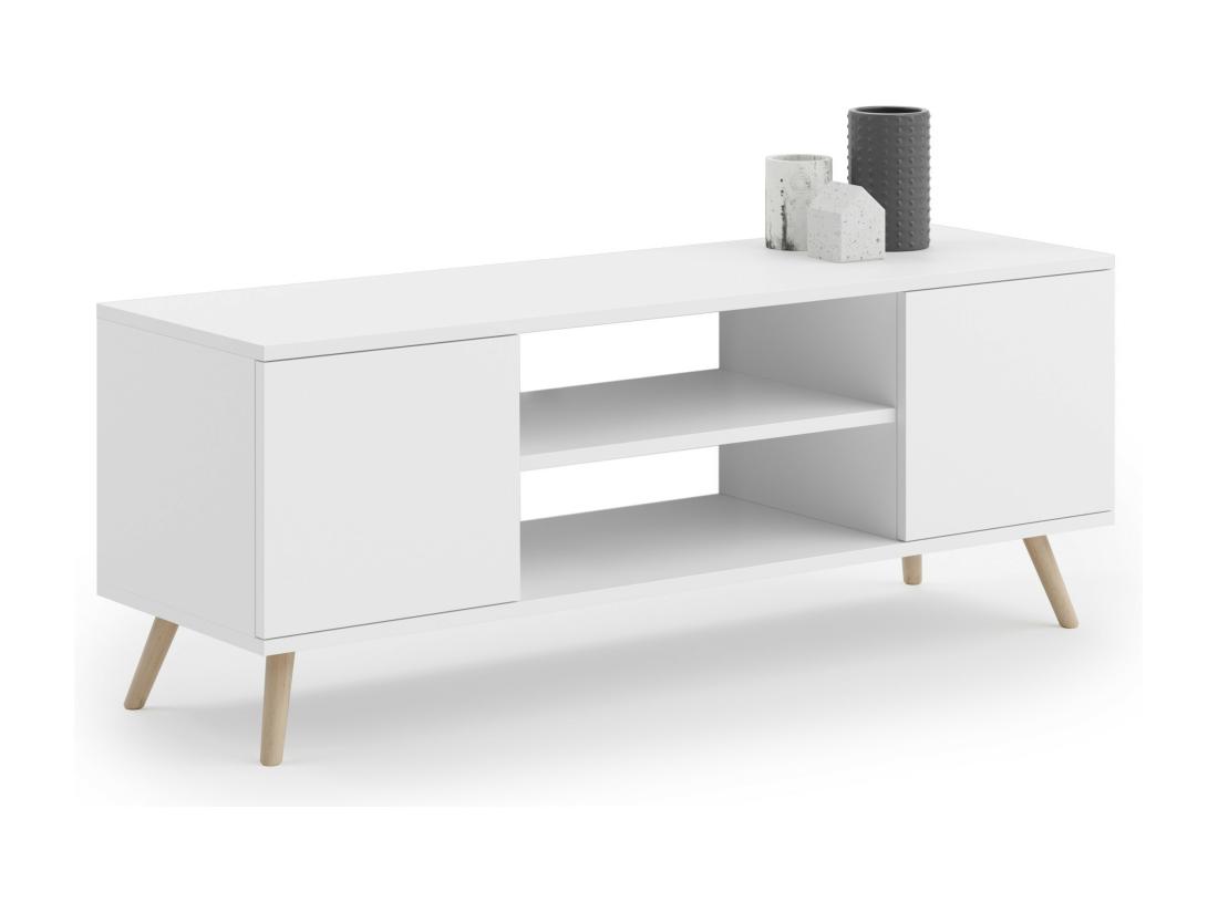 vente unique Table TV FOCUS 135 cm blanche style scandinave