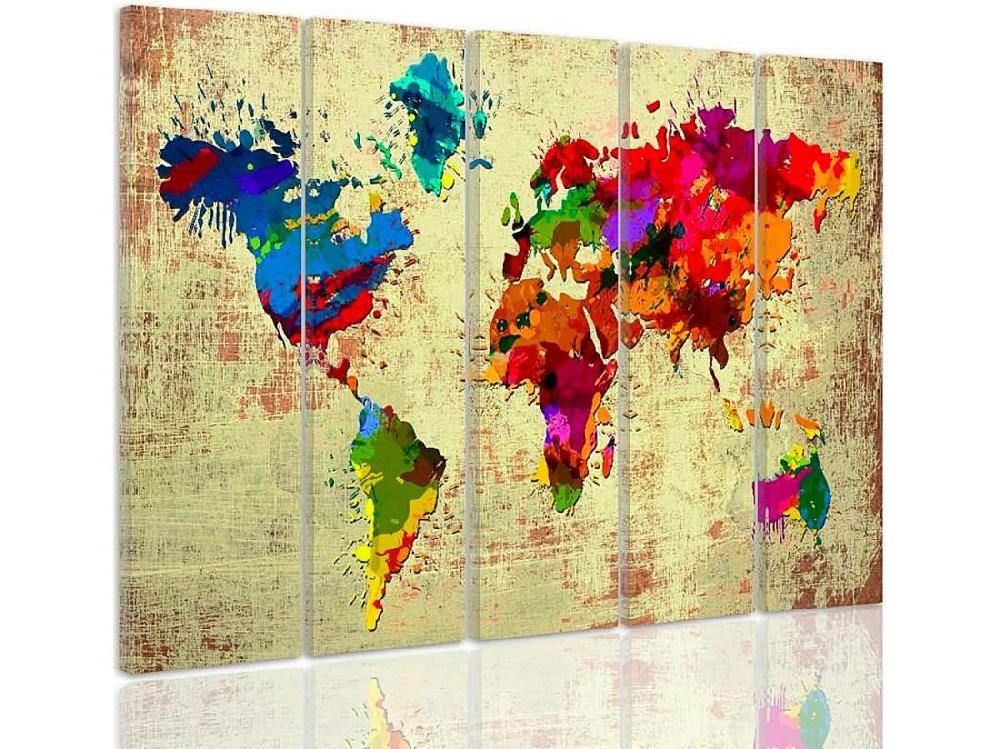 Vente Unique Tableau Couleur Carte Du Monde 2 - 200 X 100 Cm
