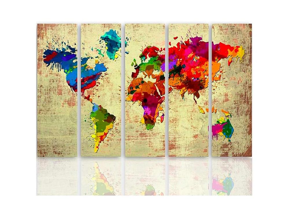 Vente Unique Tableau Couleur Carte Du Monde 2 - 200 X 100 Cm