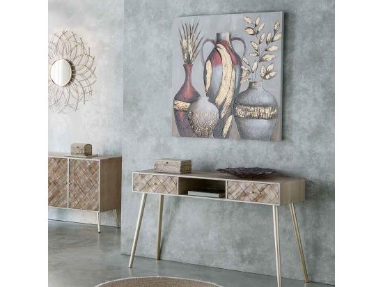 vente unique Tableau en relief peint à la main 100x100x3h