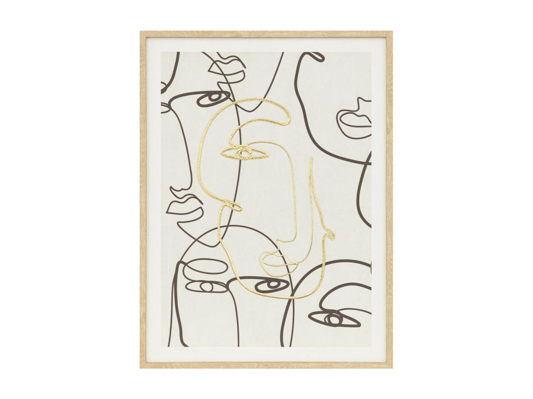 Vente Unique Tableau Toile Murale Imprimée Et Encadrée Visage 45 X 60 Cm