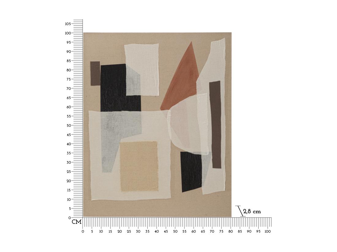 Vente Unique Tableau Toile Sur Bois - Design Abstrait Avec Applications - Modèle Redy -A- 80x2 8x100 Cm - Décoration Murale Moderne