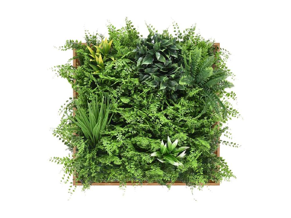 Vente Unique Tableau Végétal Synthétique 55 X 55 Cm- Cadre Naturel Feuillage Vert - VEGETIRI