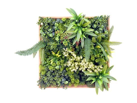 Vente Unique Tableau Végétal Synthétique 55 X 55 Cm- Cadre Naturel Feuillage Vert - LOVARK