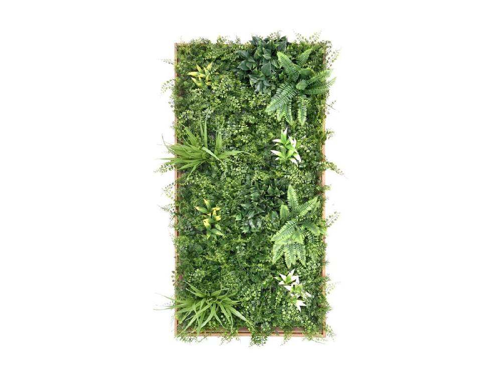 Vente Unique Tableau Végétal Synthétique H. 106 X L. 55 Cm- Cadre Naturel Feuillage Vert - TERAKLA