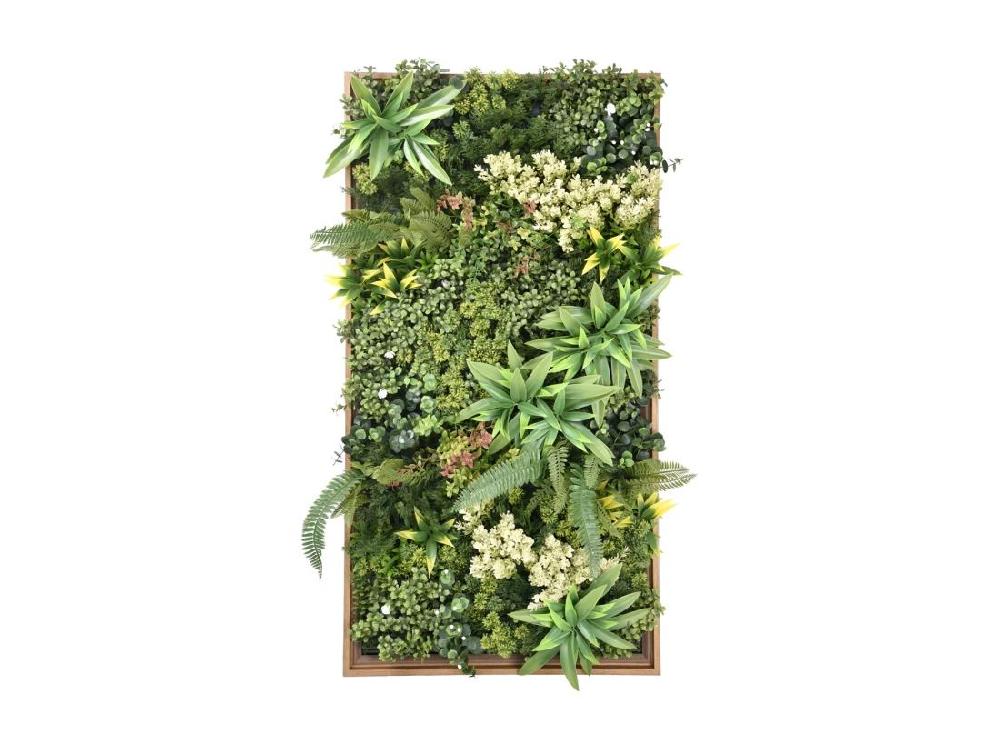 Vente Unique Tableau Végétal Synthétique H. 55 X L. 106 Cm- Cadre Naturel Feuillage Vert - WOODIL