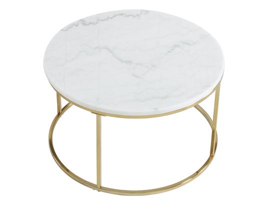 Vente Unique Tables Basses Gigognes ANGELA - Marbre Blanc Et Métal Doré De Pascal MORABITO