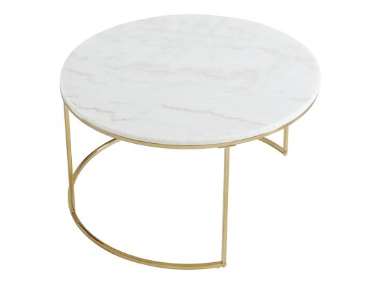 Vente Unique Tables Basses Gigognes ANGELA - Marbre Blanc Et Métal Doré De Pascal MORABITO