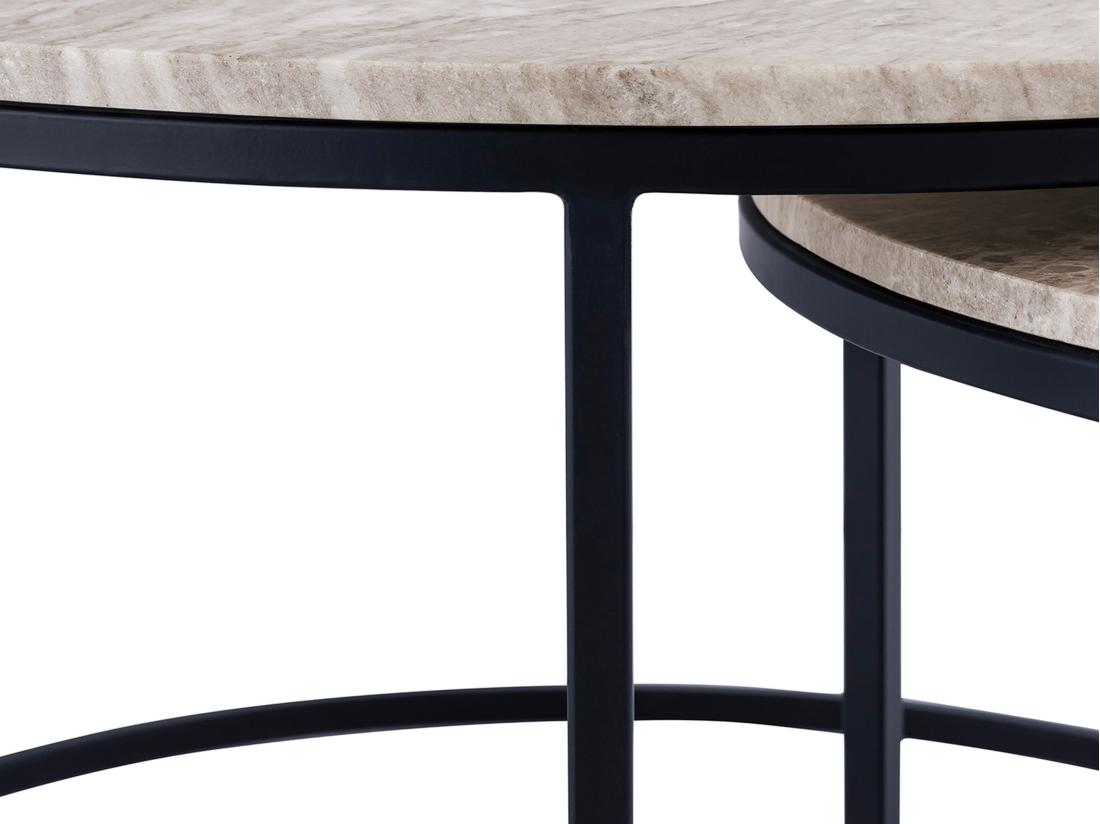 Vente Unique Tables Basses Gigognes En Marbre Et Métal - Beige Et Noir - MABELA