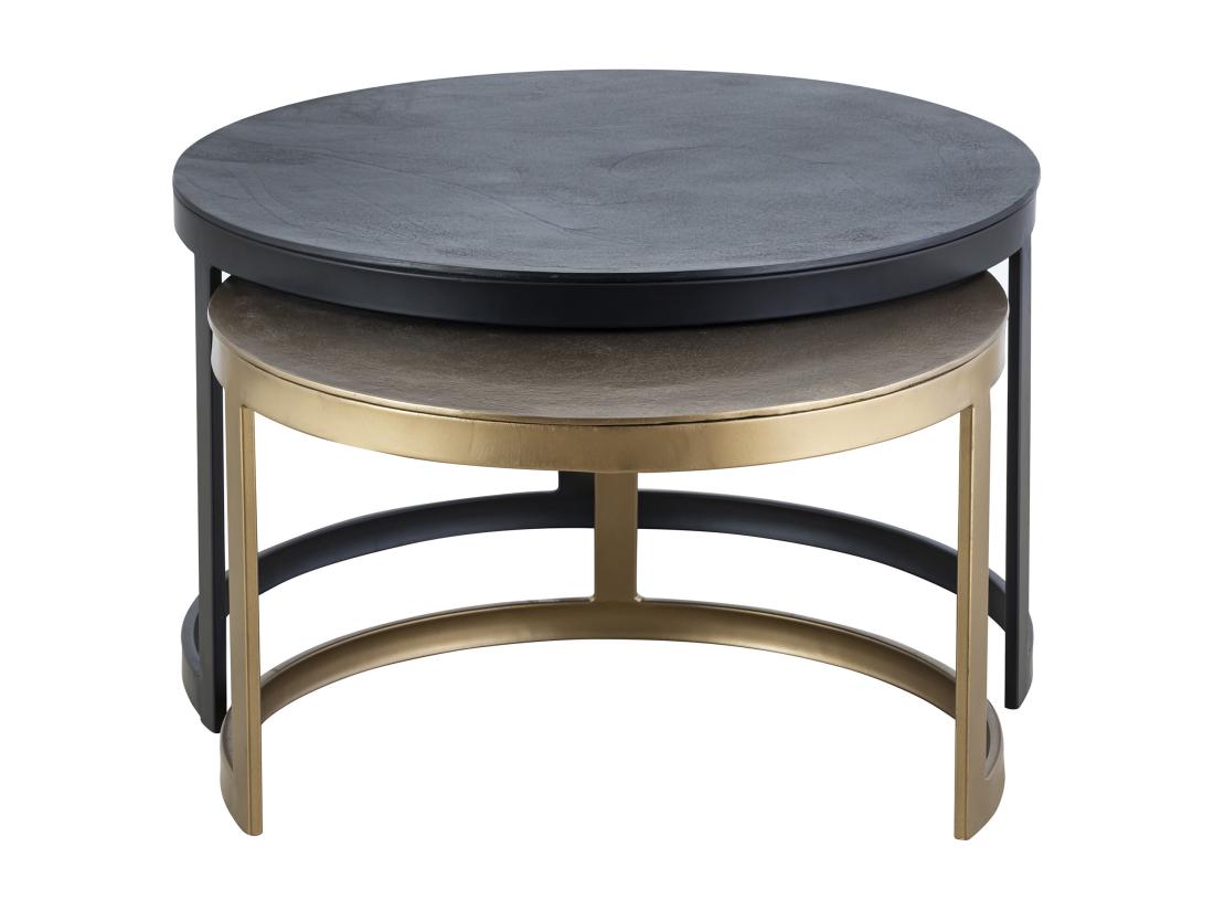 Vente Unique Tables Basses Gigognes En Métal - Noir Et Doré - LAIKA