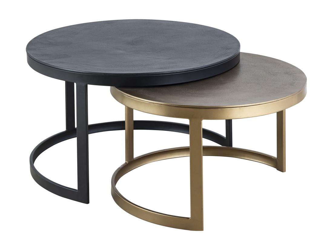 Vente Unique Tables Basses Gigognes En Métal - Noir Et Doré - LAIKA