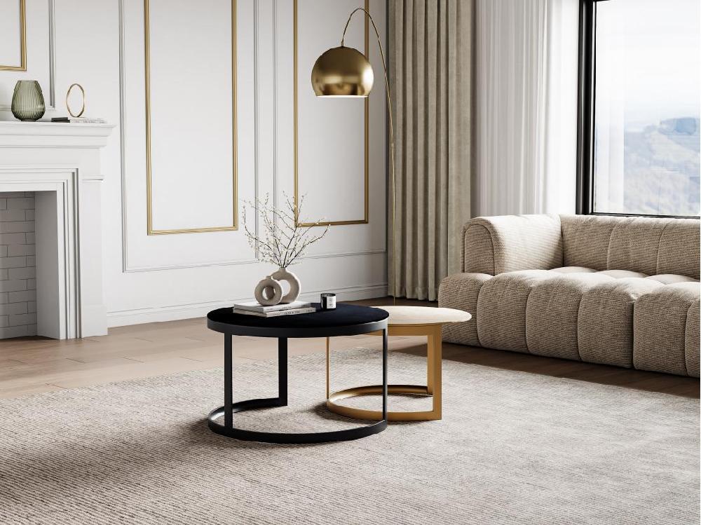 vente unique Tables basses gigognes en métal - Noir et Doré - LAIKA