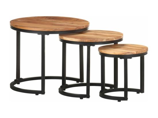 Vente Unique Tables D'appoint 3 Pièces Bois D'acacia Solide