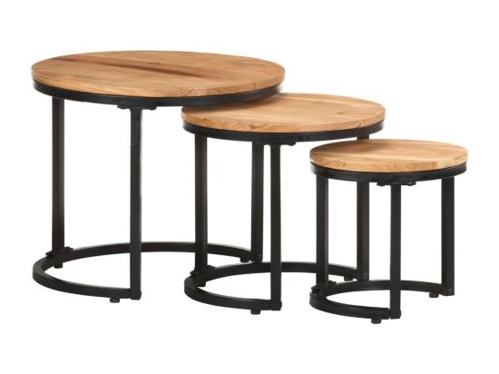 Vente Unique Tables D'appoint 3 Pièces Bois D'acacia Solide