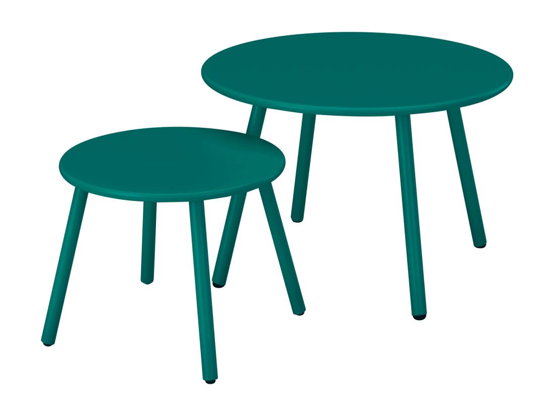 vente unique Tables gigognes de jardin en métal - Bleu canard - MIRMANDE de MYLIA