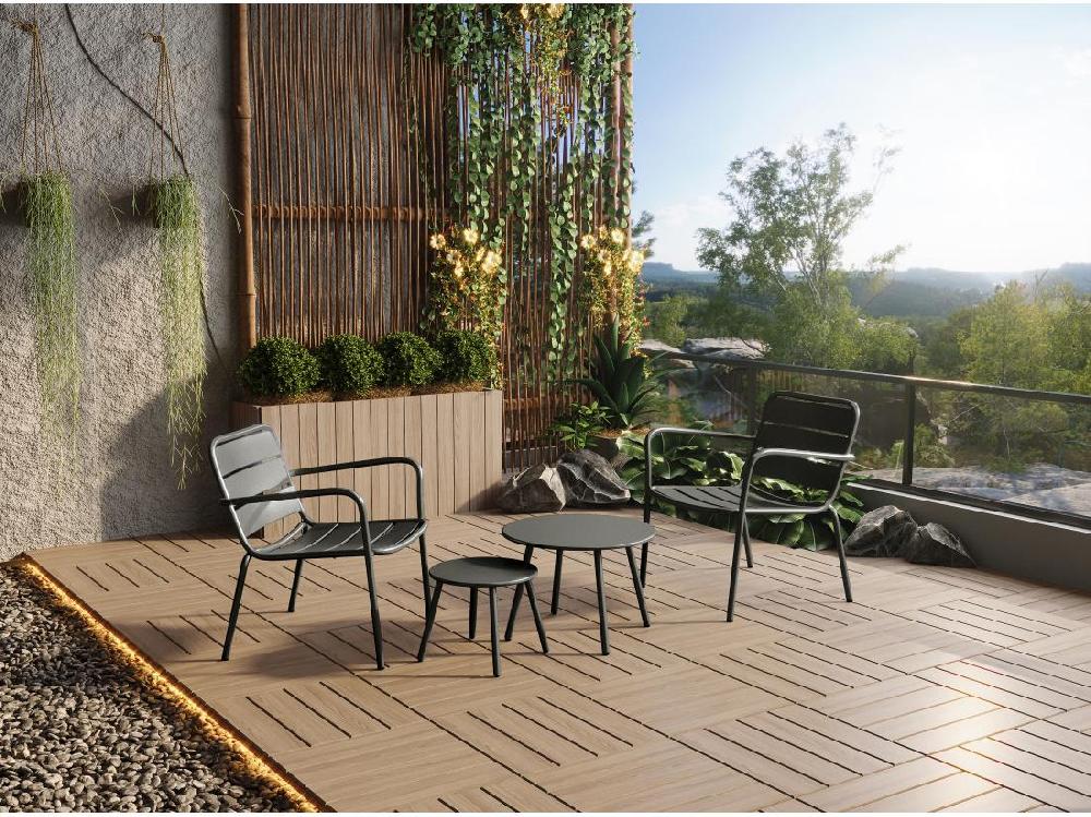 Vente Unique Tables Gigognes De Jardin En Métal - Gris Anthracite - MIRMANDE De MYLIA