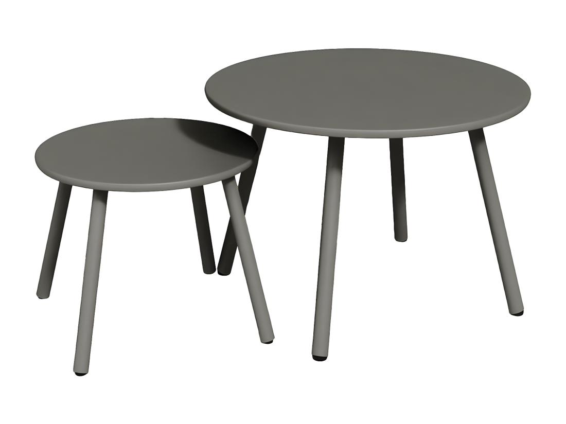 vente unique Tables gigognes de jardin en métal - Gris anthracite - MIRMANDE de MYLIA