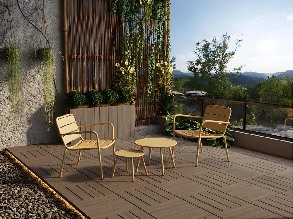 Vente Unique Tables Gigognes De Jardin En Métal - Jaune Moutarde - MIRMANDE De MYLIA