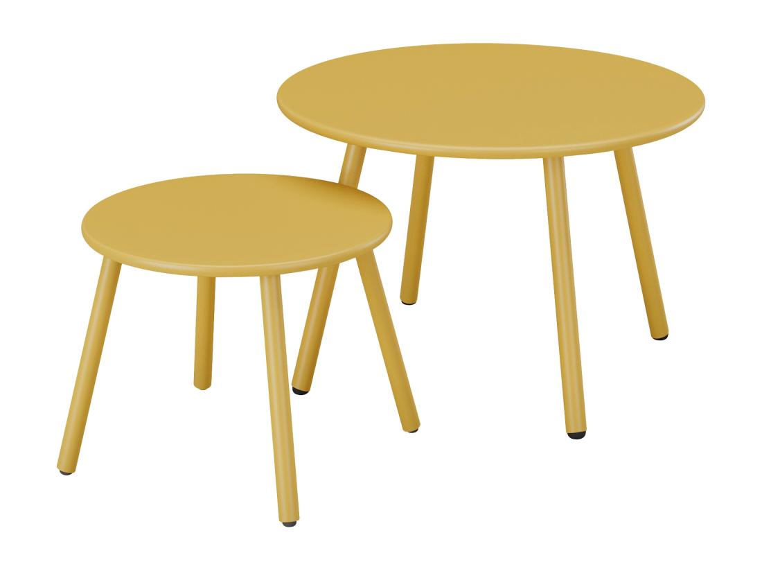 vente unique Tables gigognes de jardin en métal - Jaune moutarde - MIRMANDE de MYLIA
