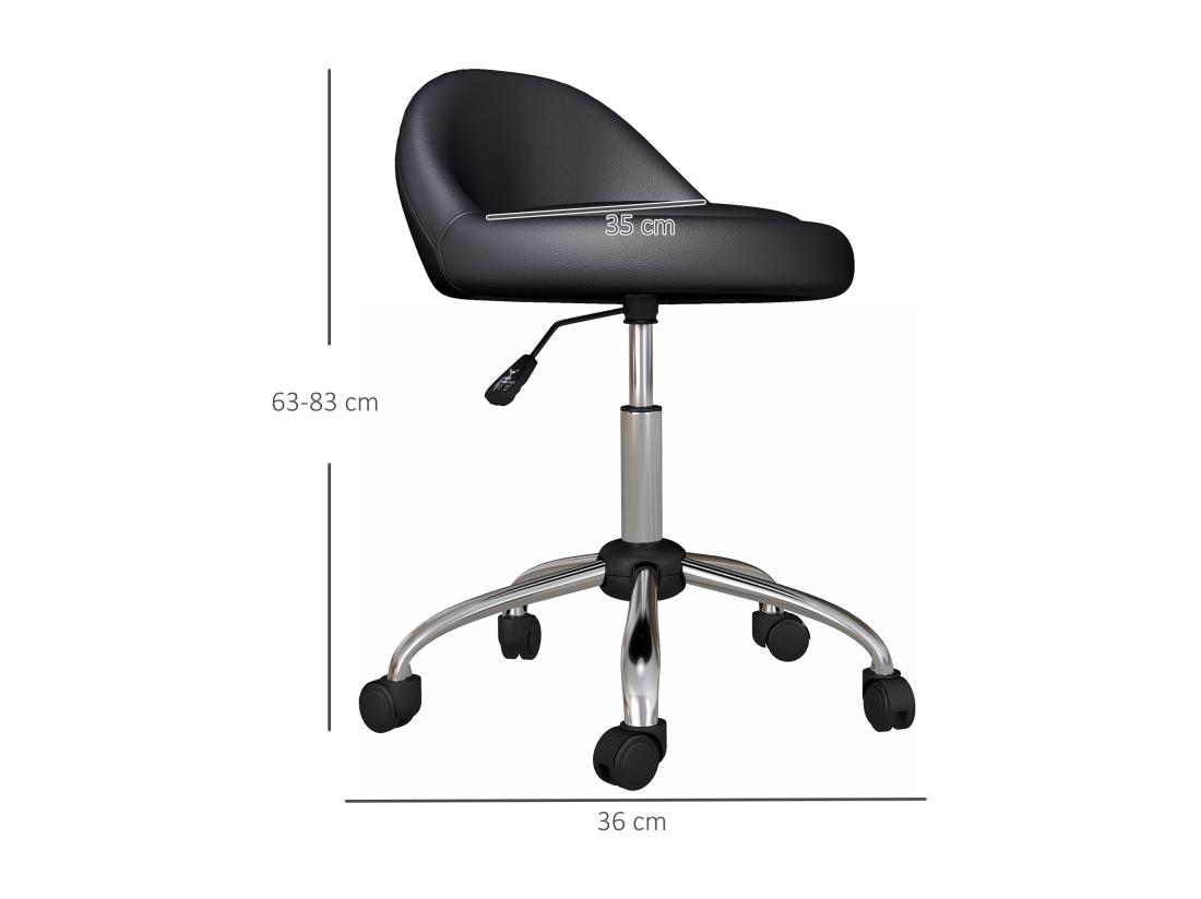 Vente Unique Tabouret à Roulettes Tabouret De Travail Pivotant 360° Réglable Noir