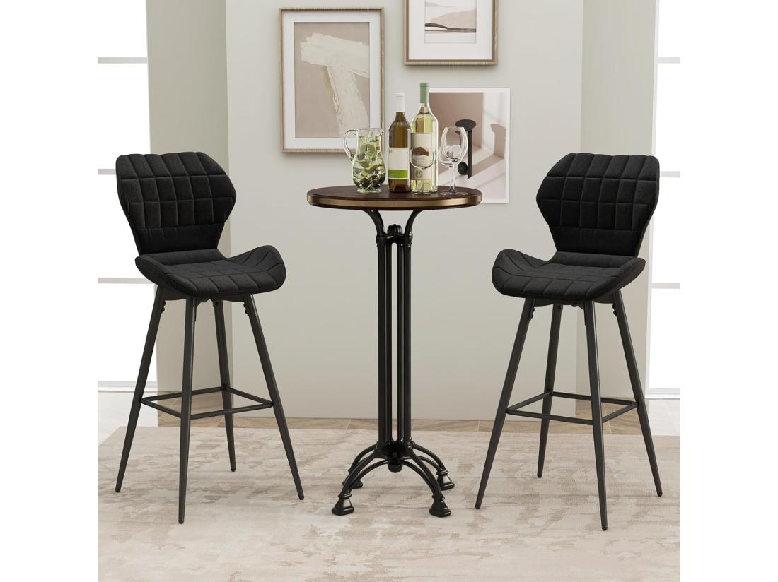 Vente Unique Tabouret De Bar Chaise De Bar Lot De 2 Hauteur D'assise 71 5 Cm Dossier Incurvé