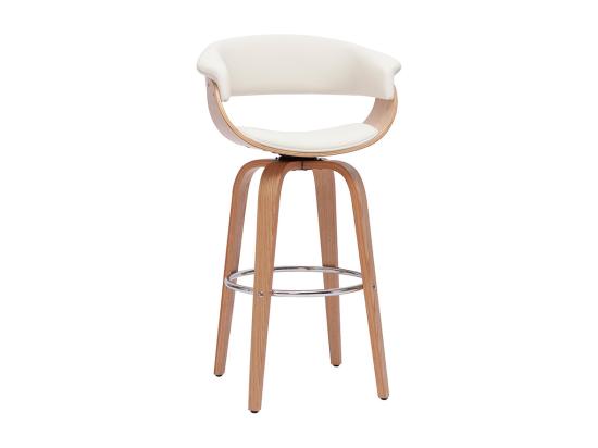 Vente Unique Tabouret De Bar Design Pivotant Blanc Et Bois Clair H67 Cm OKTAV