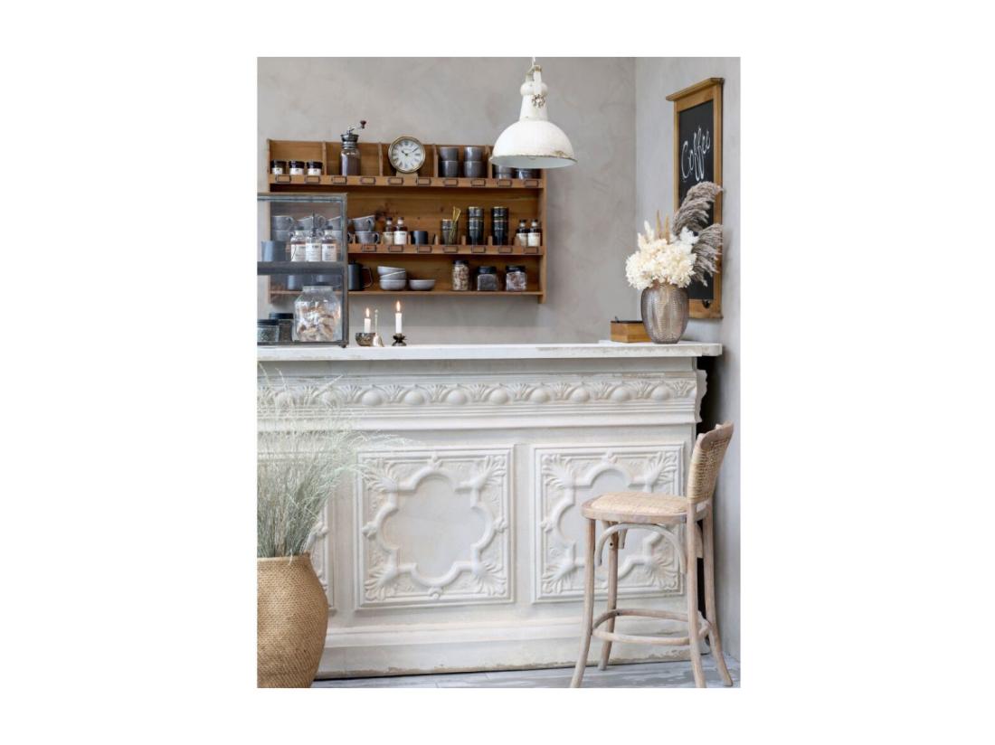 Vente Unique Tabouret De Bar En Bois Et Osier Marron 43.5 X 51.5 X 103 Cm