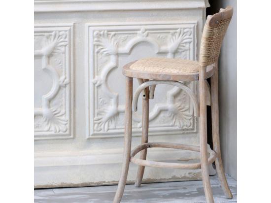 vente unique Tabouret de bar en bois et osier marron 43.5 x 51.5 x 103 cm