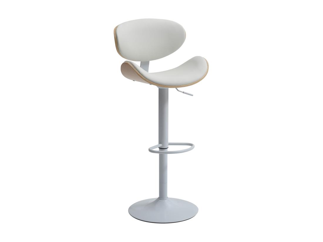 Vente Unique Tabouret De Bar En Simili Placage Chêne Et Métal - Hauteur Réglable - Naturel Clair Et Blanc - MONTENEGRO
