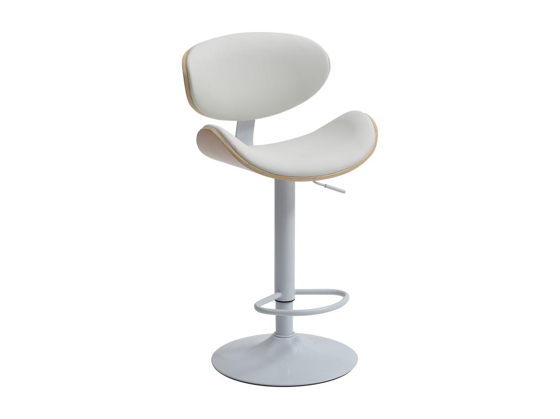 Vente Unique Tabouret De Bar En Simili Placage Chêne Et Métal - Hauteur Réglable - Naturel Clair Et Blanc - MONTENEGRO
