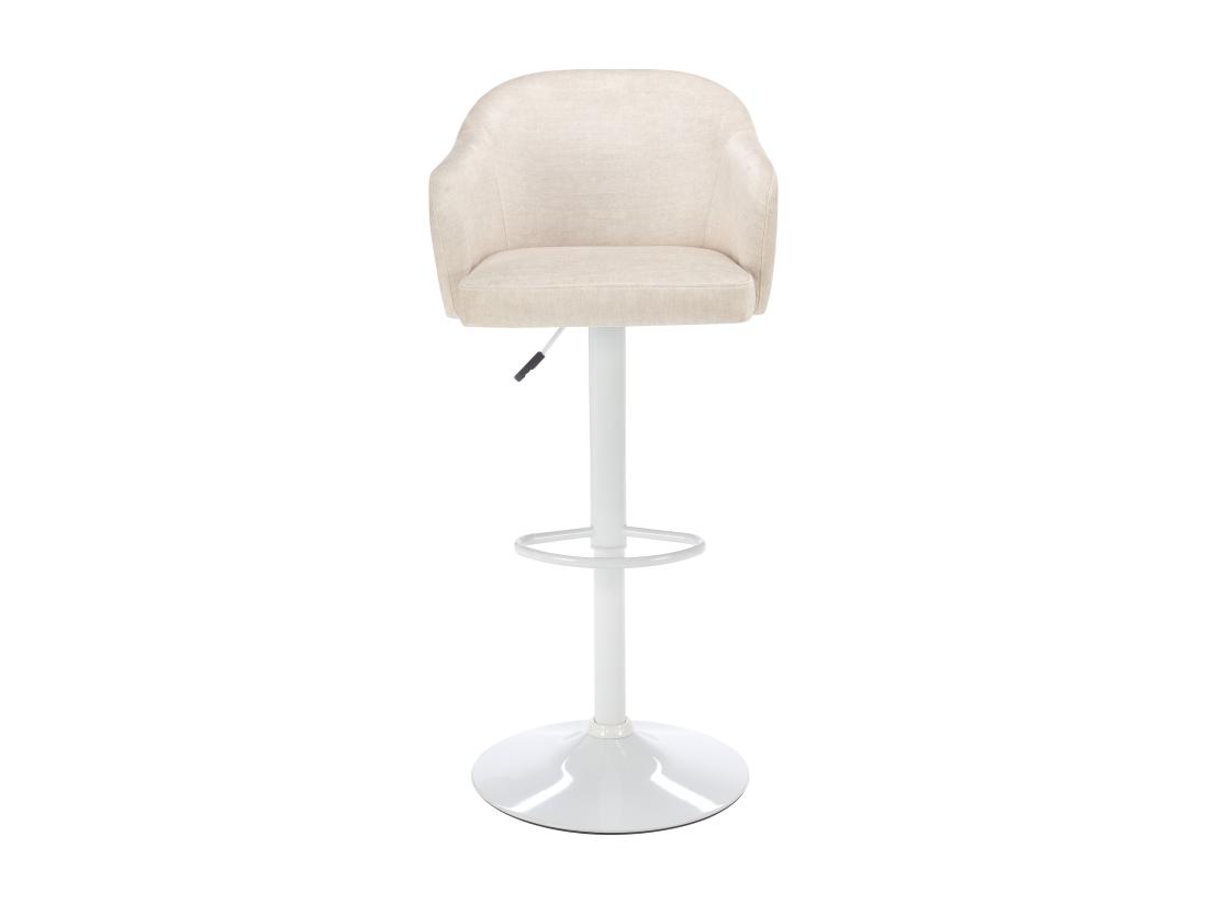 Vente Unique Tabouret De Bar En Tissu Et Métal - Hauteur Réglable - Crème Et Blanc - CARSTEN
