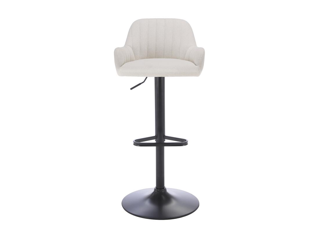 Vente Unique Tabouret De Bar En Tissu Et Métal Noir - Hauteur Réglable - Crème - ELEANA
