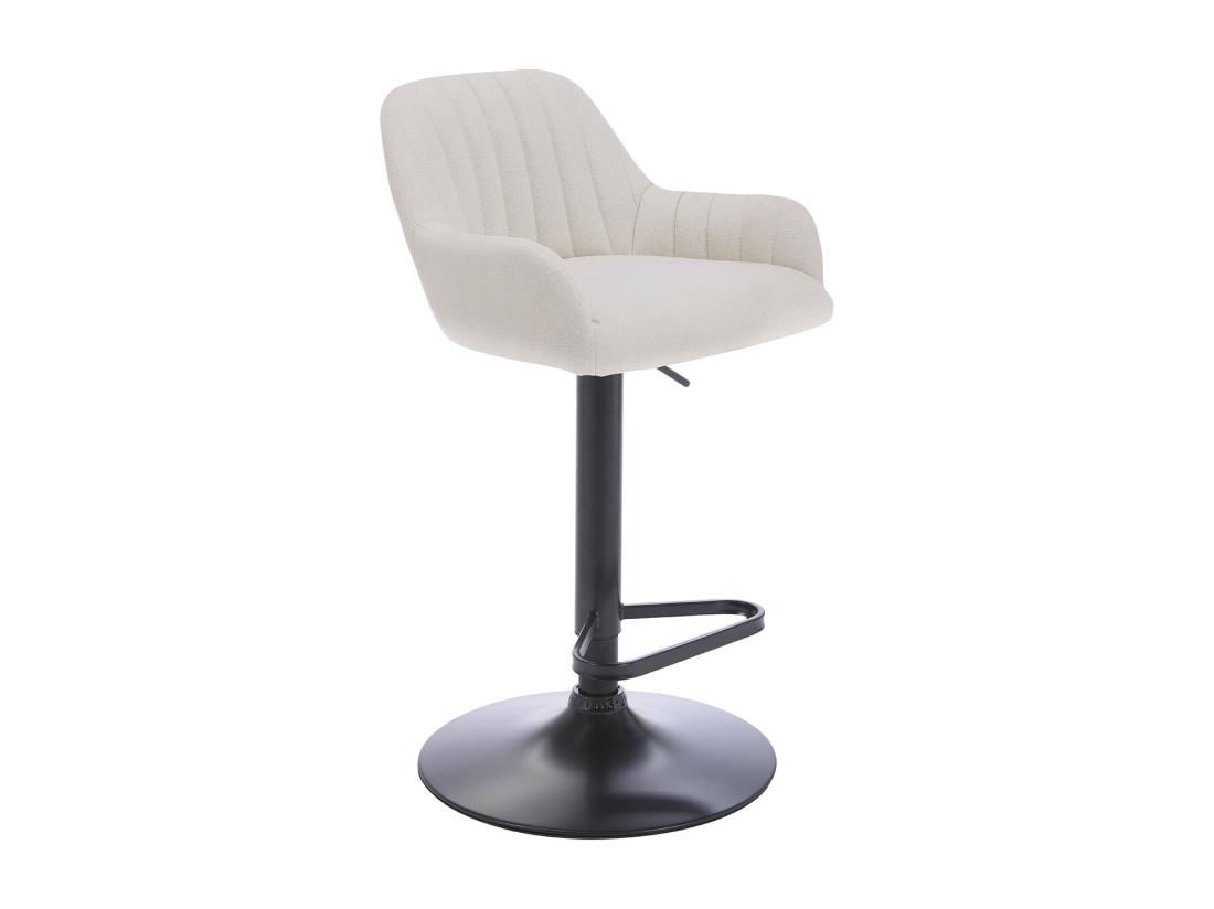 Vente Unique Tabouret De Bar En Tissu Et Métal Noir - Hauteur Réglable - Crème - ELEANA