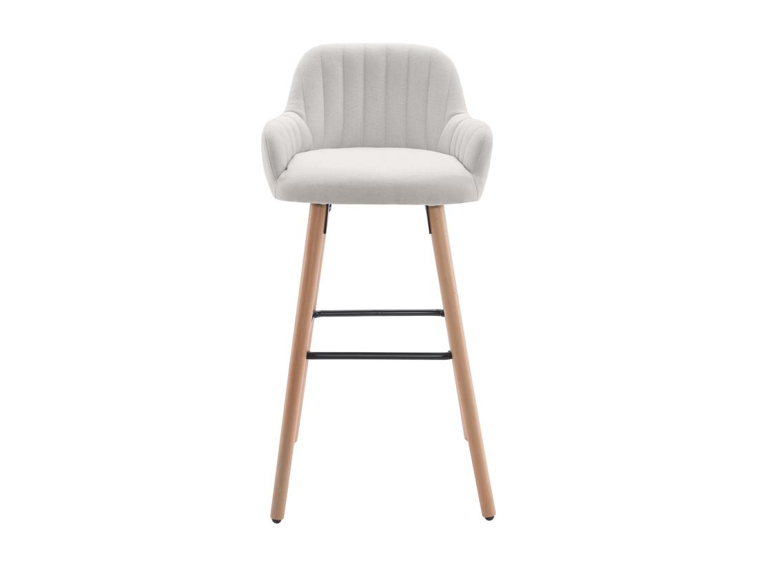 Vente Unique Tabouret De Bar En Tissu Et Pieds Bois De Hêtre - Crème - ELEANA