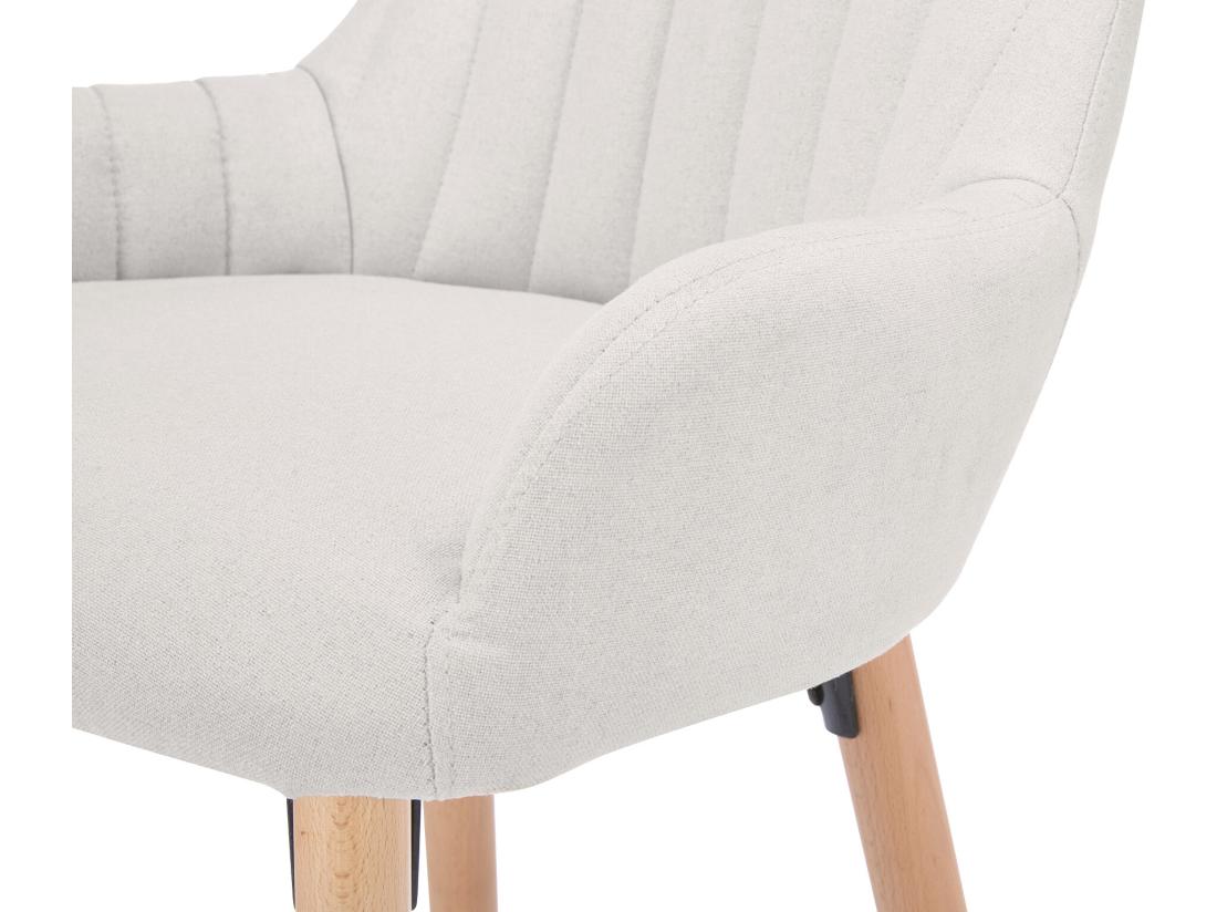 Vente Unique Tabouret De Bar En Tissu Et Pieds Bois De Hêtre - Crème - ELEANA