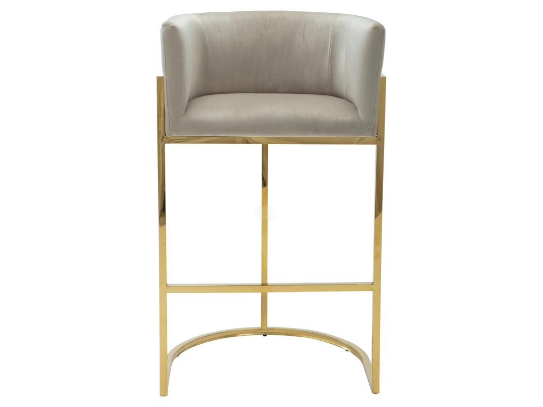 Vente Unique Tabouret De Bar En Velours Et Acier Inoxydable - Beige Et Doré - PERIA De Pascal MORABITO