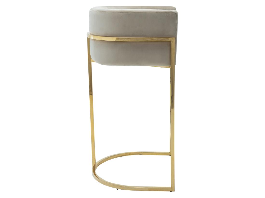 Vente Unique Tabouret De Bar En Velours Et Acier Inoxydable - Beige Et Doré - PERIA De Pascal MORABITO