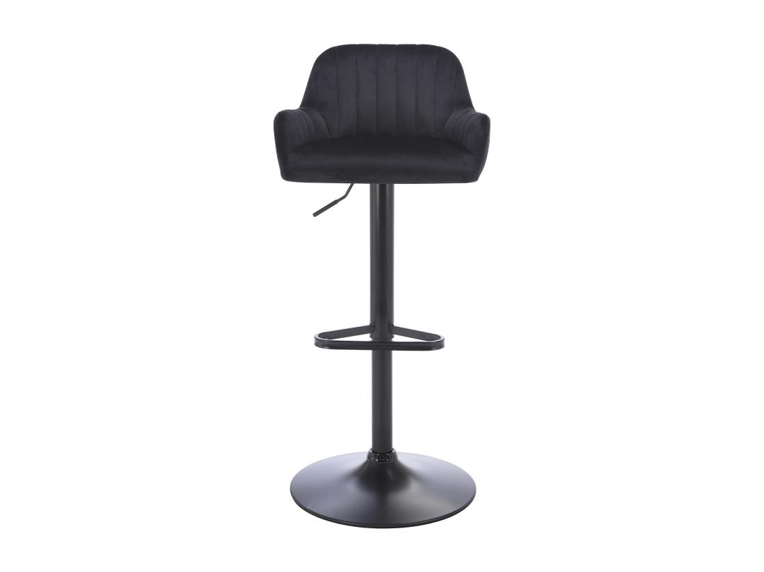 Vente Unique Tabouret De Bar En Velours Et Métal - Hauteur Réglable - Noir - ELEANA