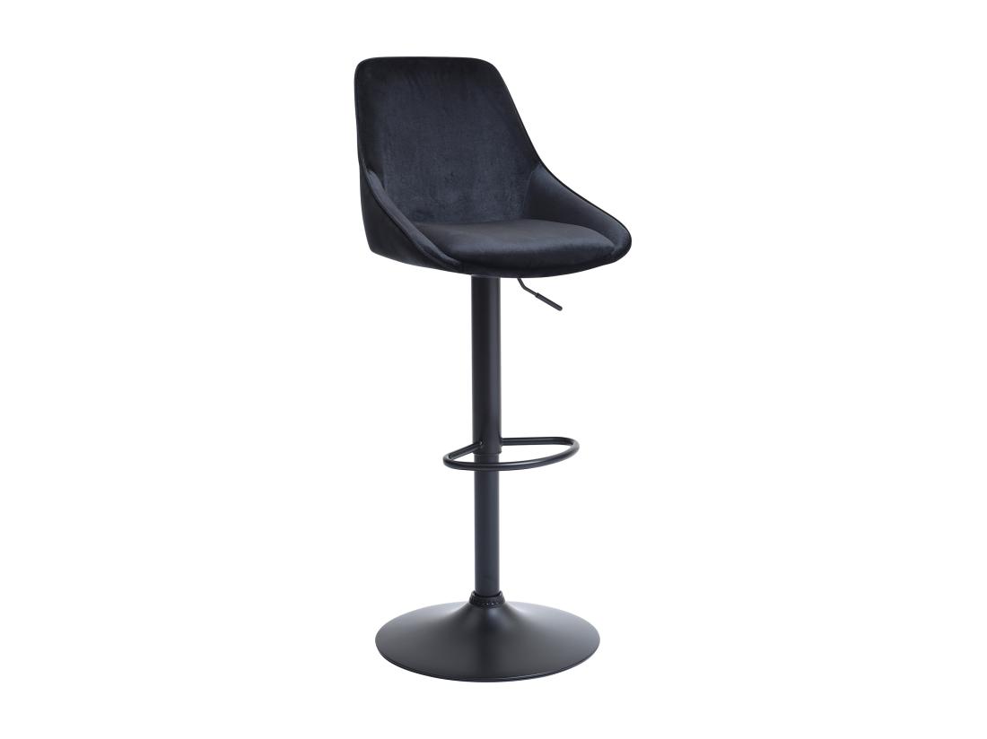 Vente Unique Tabouret De Bar En Velours Et Métal - Hauteur Réglable - Noir - MASURIE