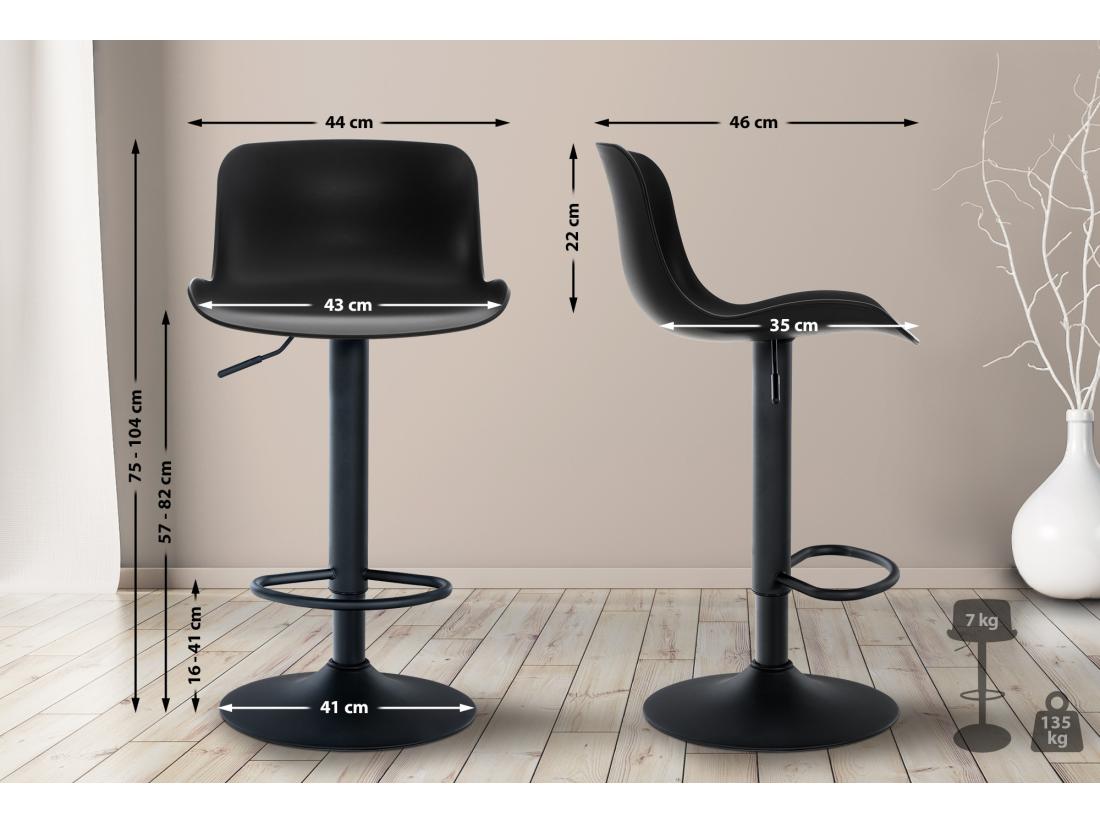 vente unique Tabouret de bar - Plastique & Antique - Noir - Almada