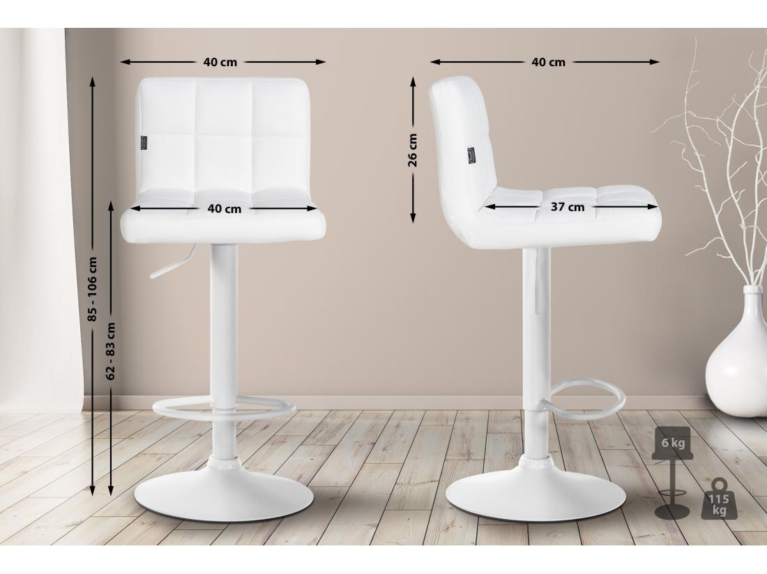 vente unique Tabouret de bar - Similicuir & Blanc - Blanc - Feni