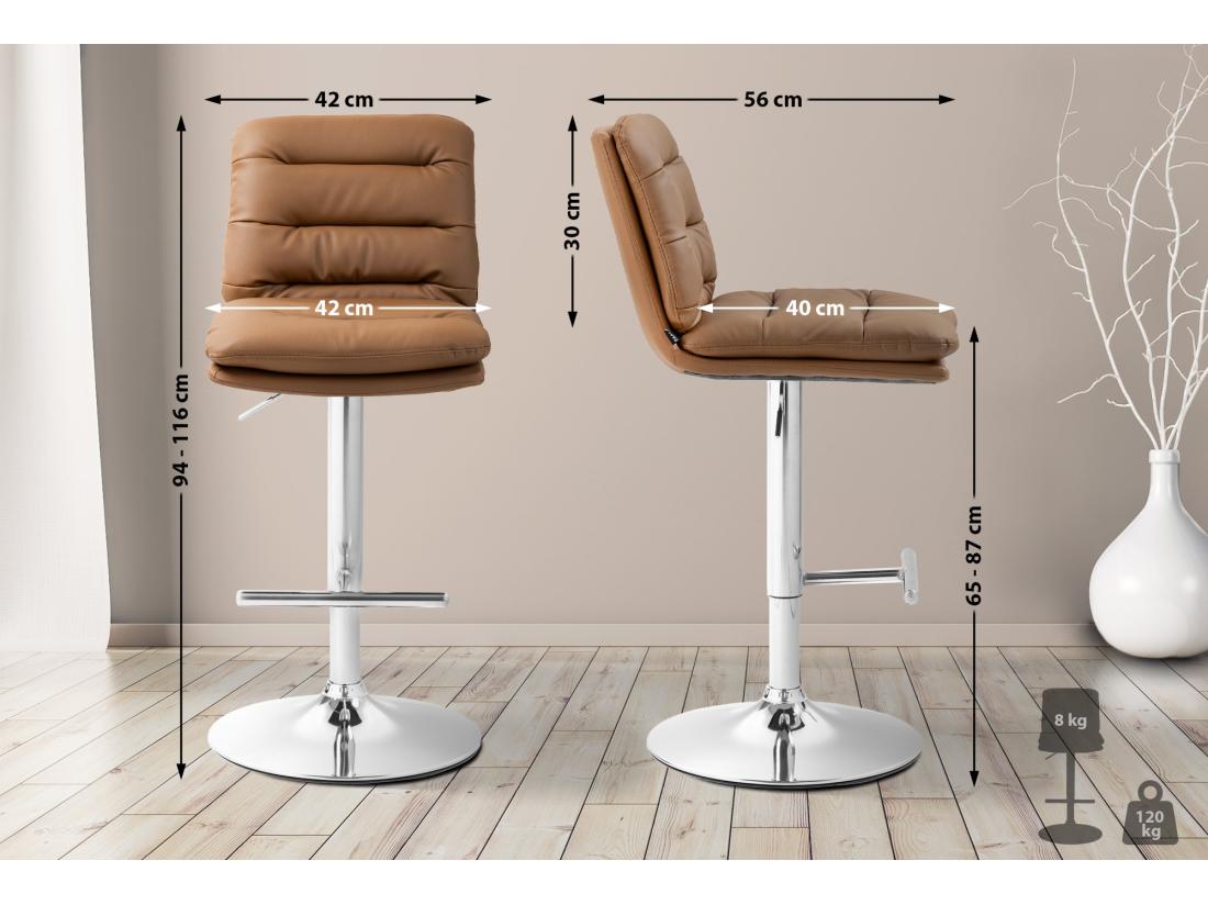 Vente Unique Tabouret De Bar - Similicuir & Chrome - Marron Clair - Damar